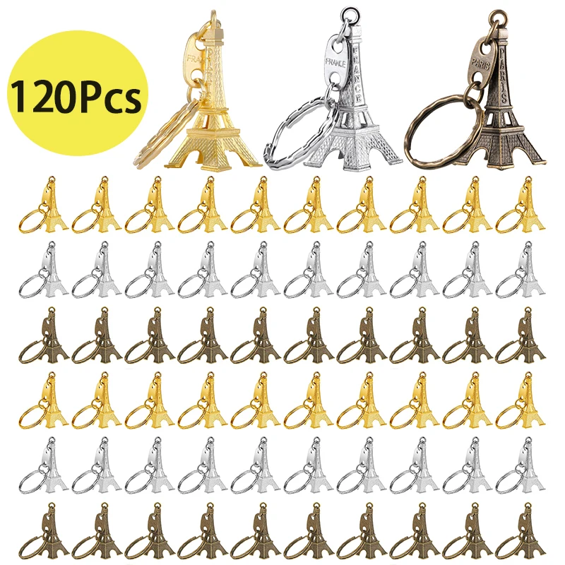 

120Pcs The Metal Paris Eiffel Tower Keychain Used For Table Decoration Cake Decoration Gifts Parties Home Decoration