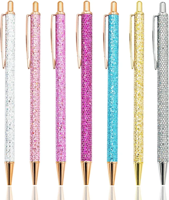 Glitter Bling Ballpoint Pens Sparkly Metal Pens Retractable Sequins Fancy  Pens for Women Supplies Black Ink Medium Point 1.0 mm - AliExpress