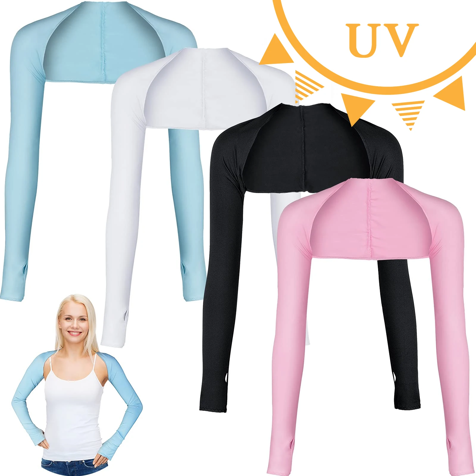 Ultrathin Shawl Arm Sleeves Ice Silk Cooling Long Gloves Breathable