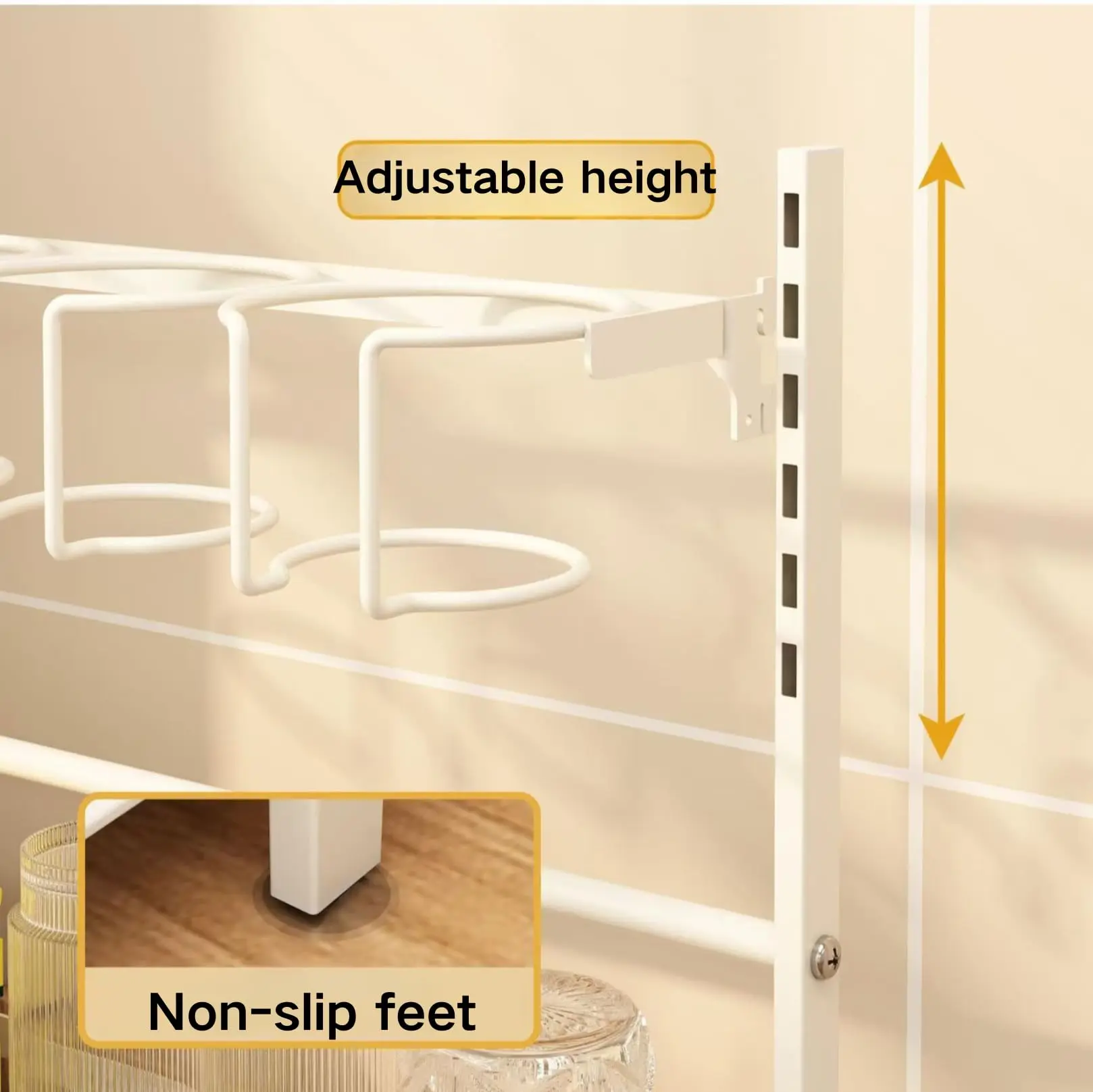 Metal Adjustable Tumbler Drying Rack For Stanley Cup Water Bottle Organizer For Kitchen Countertop White Thermos Holder 3