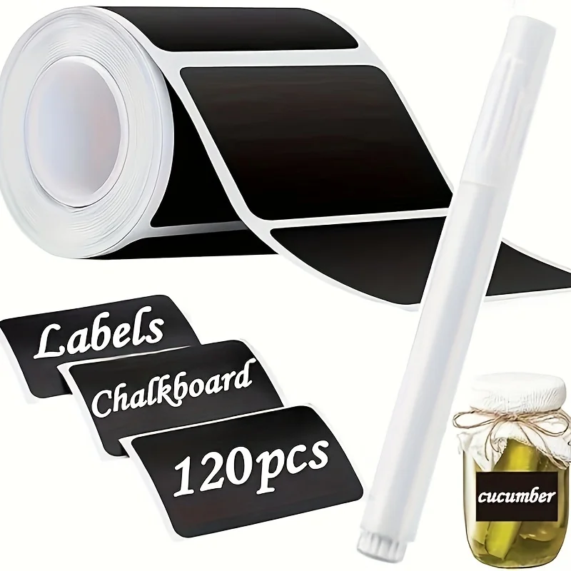 Reusable and Waterproof Black Chalkboard Labels Stickers White Chalk Marker Storage Bins Glass Jars and Cups