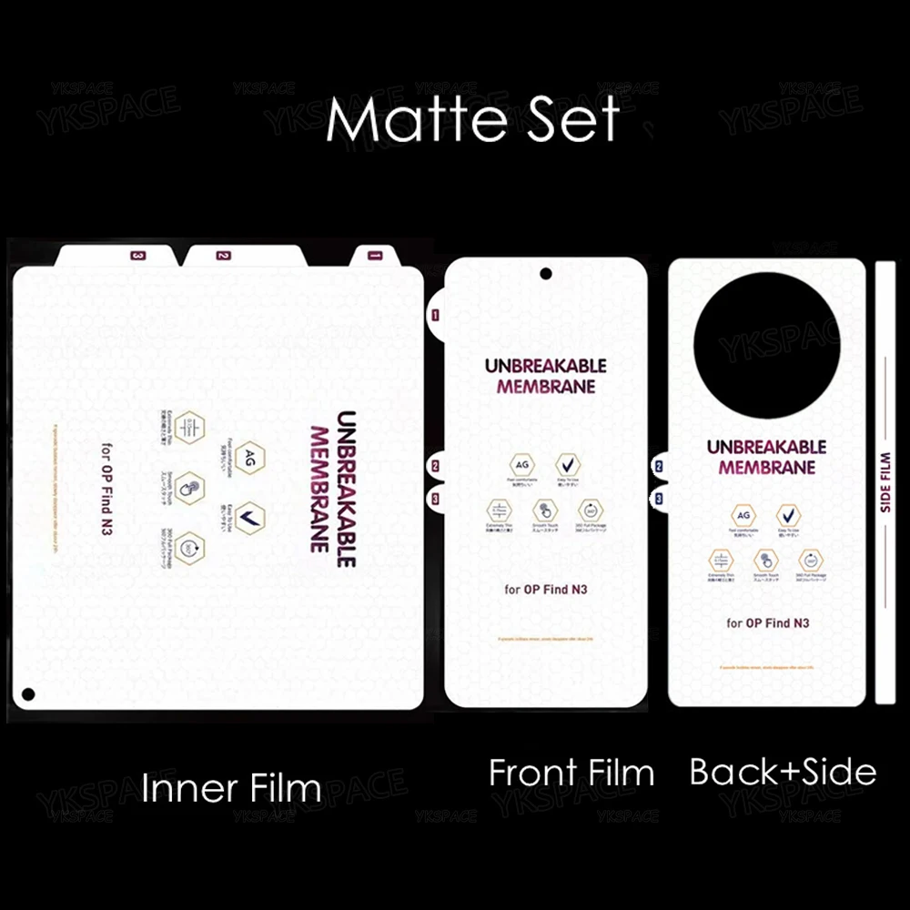 2 in 1 Inner Front Frosted Matte Hydrogel Film For OPPO Find N 2 3 N2 N3 Oneplus OPEN 5G HD Clear TPU Soft Screen Protector - 2