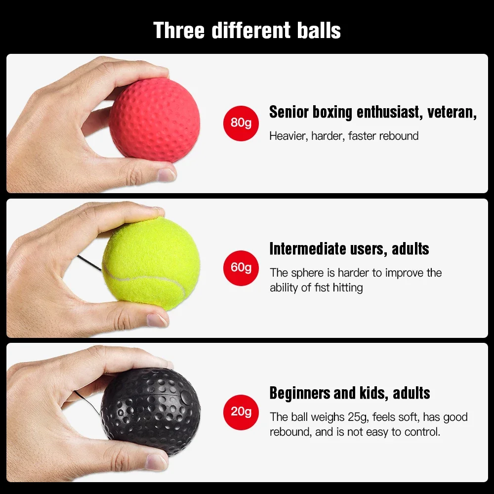 Boxing Speed Reaction Ball Boxing Reflex Speed Punch Ball Sanda Boxer Raising Reaction Force Hand Eye Training Set Stress Gym Boxing Muay Thai Exercise