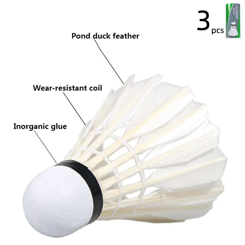 3pcs a Barreled Badminton High Speed Training Ball Duck Feather Stable Durable Junior Recreational Shuttlecock Equipment