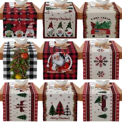 New Christmas Poinsettia Flower Faceless Gnome Elk Tree Snowflake Printed Table Runner Flag Tablecloth Table Cloth Cover Decor
