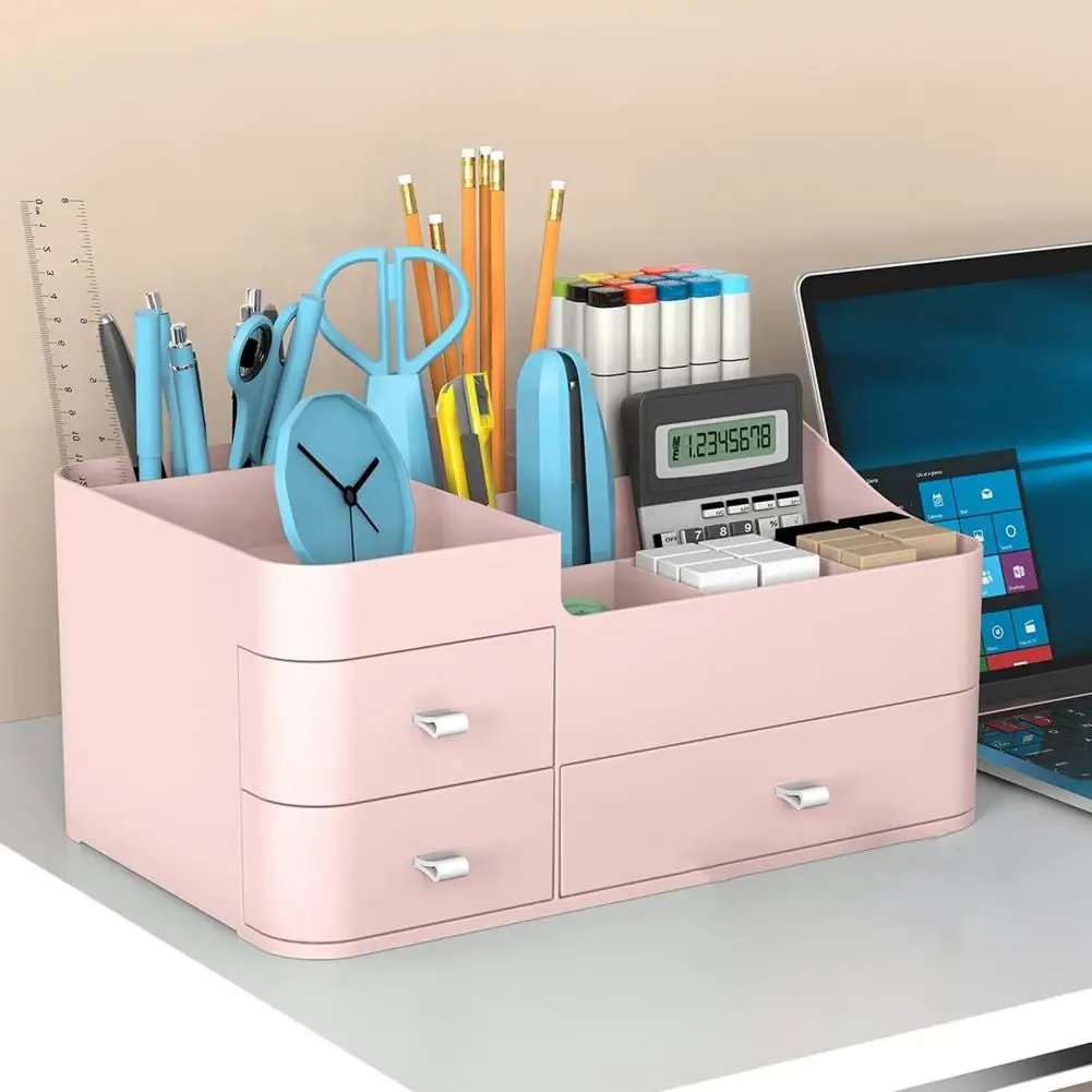 Multi-functional Countertop Storage Box With Drawers Large Capacity Pen Holder And Hair Accessories Desktop Storage Shelf 3