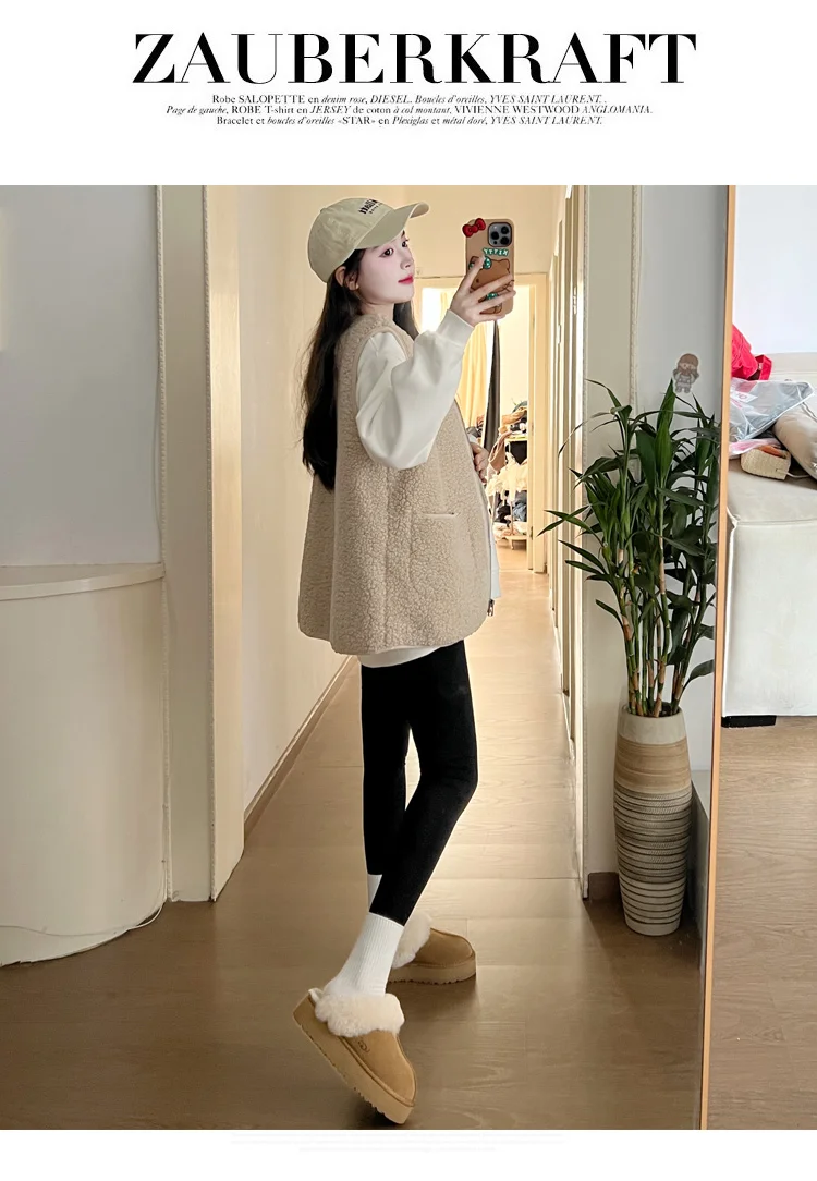 Winter Maternity Fur Coat Fashion Plus Size Sleeveless Faux Fur Outerwear Long Loose Pregnant Woman Jackets Lamb Cashmere Vest