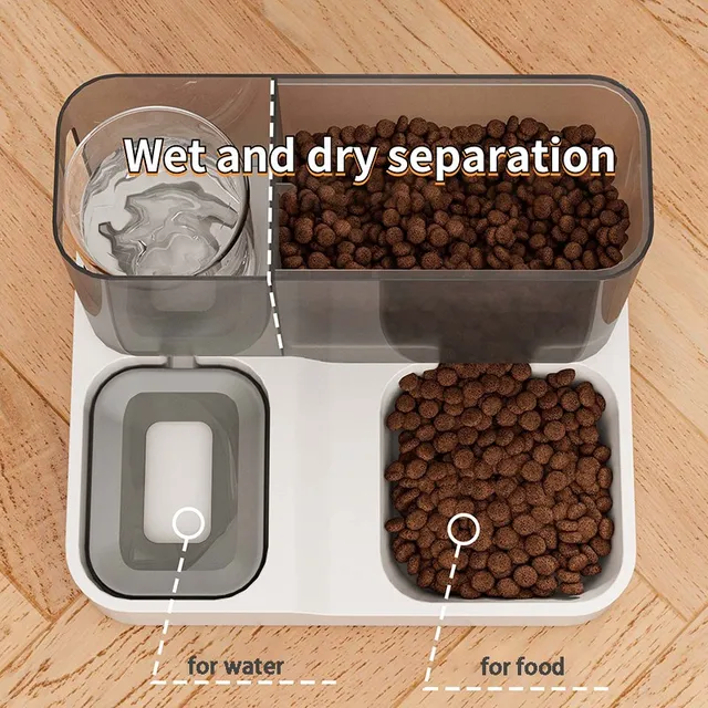 Large Capacity Cat Automatic Feeder Water Dispenser Wet and Dry Separation Dog Food Container Drinking Water Bowl Pet Supplies