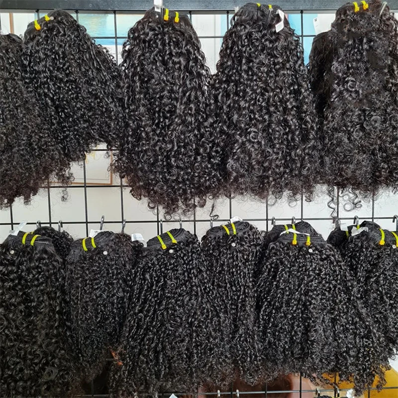 Mongolian kinky Curly Human Hair Bundles Raw Vietnamese Unprocessed Burmese Hair Bundle Virgin 11A Double Drawn Weave Extensions