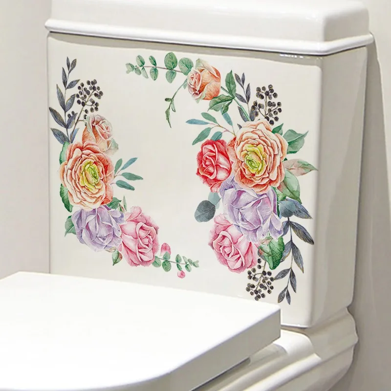Green Plant Leaves Wall Sticker Bathroom Toilet Sticker WC Self Adhesive Mural Beautify Flower Home Decoration Decals Bathroom vinyl stickers toilet stickers toilet wall stickers