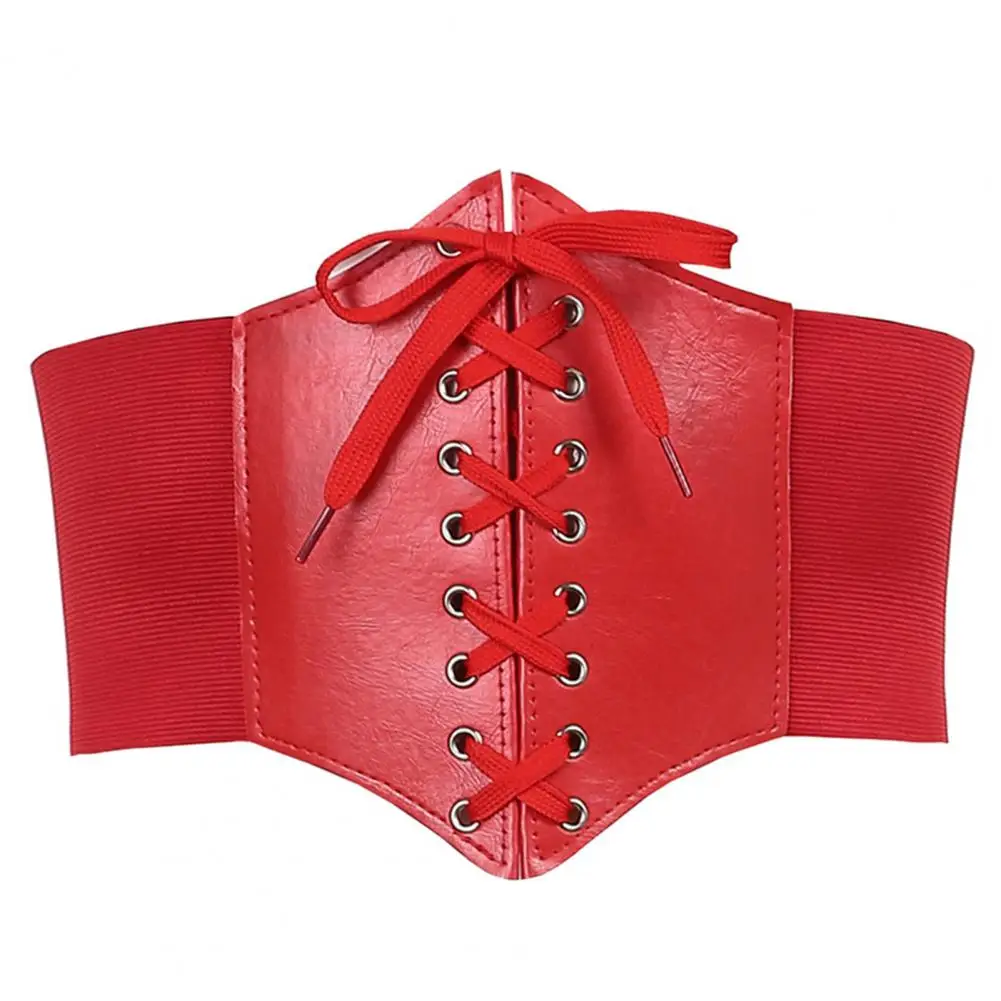 

Simple Corset Belt Lace Up Tear-resistant Waist Belt Faux Leather Lady Dress Corset Belt
