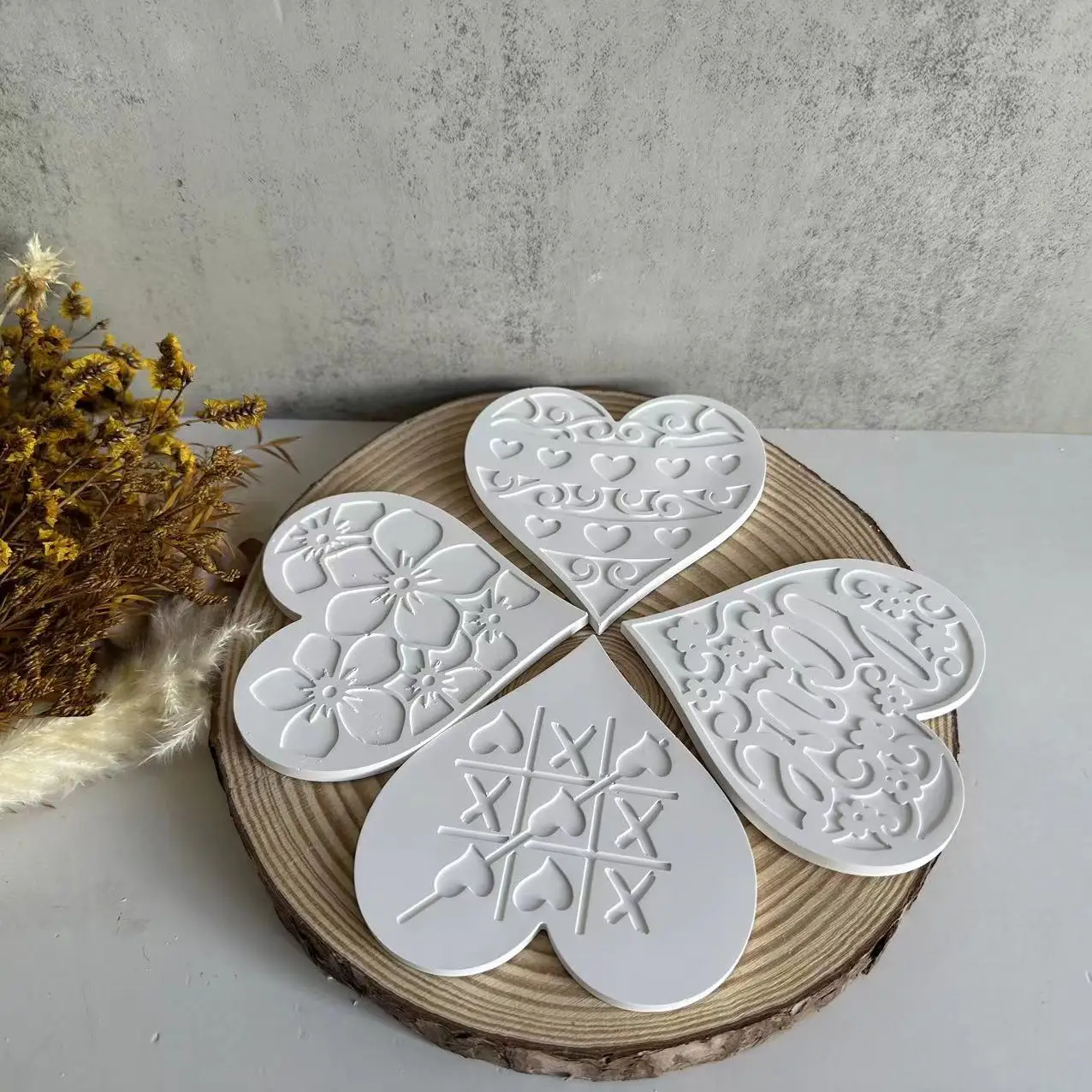 

Heart Coaster Silicone Mold Epoxy Resin Crystal Mold DIY Coffee Wine Glass Flower Coaster Plaster Concrete Home Decor Crafts