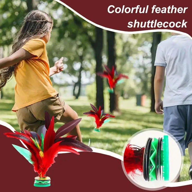 Jianzi Shuttlecock Kick Shuttlecock Chinese Jianzi Colorful Feather Kick Shuttlecock Indoor Outdoor Game Interactive Foot Sports Toy