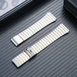 Luxurious Stainless Steel Watch Band - Small Square Metal Bracelet Strap Replacement - 18mm (Steel Gold)