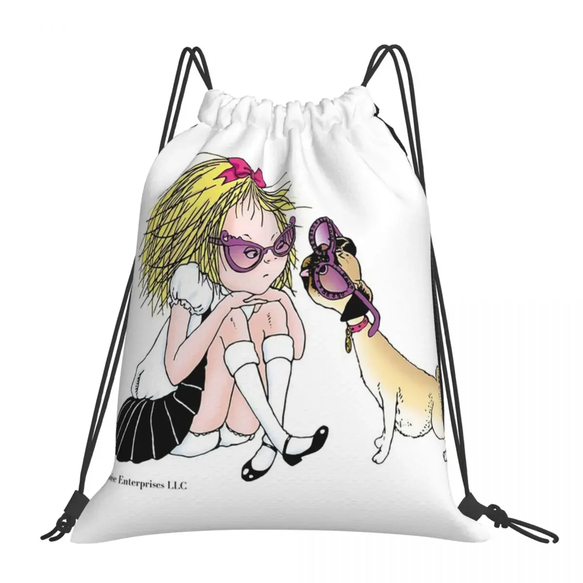 

Eloise And Weenie In Sunglasses Backpacks Portable Drawstring Bag Drawstring Bundle Pocket Storage Bag BookBag For Travel School