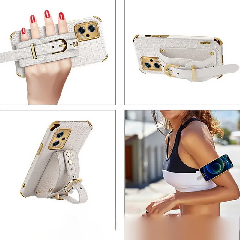 Wristband Hand Strap Leather Case For Xiaomi Redmi Note 11 11E Pro 5G 11s Mi 11T 12T Poco X4 GT X3 M3 M4 Pro 5G Soft Cover_voghion.com