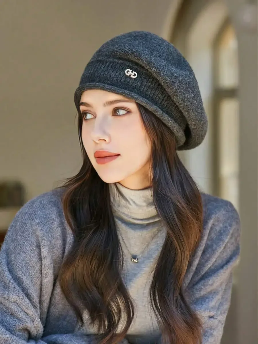 Women's Beret Hat Elegant Autumn Winter Warm Painter Style_voghion.com