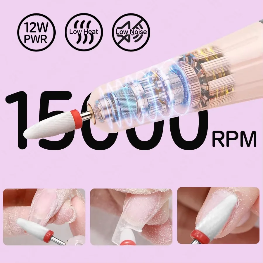 2 in 1Rechargeable Electric Nail Drill Machine  Portable With UV Light LED Nail Lamp,Electric Nail File with UV Light for Nails 4
