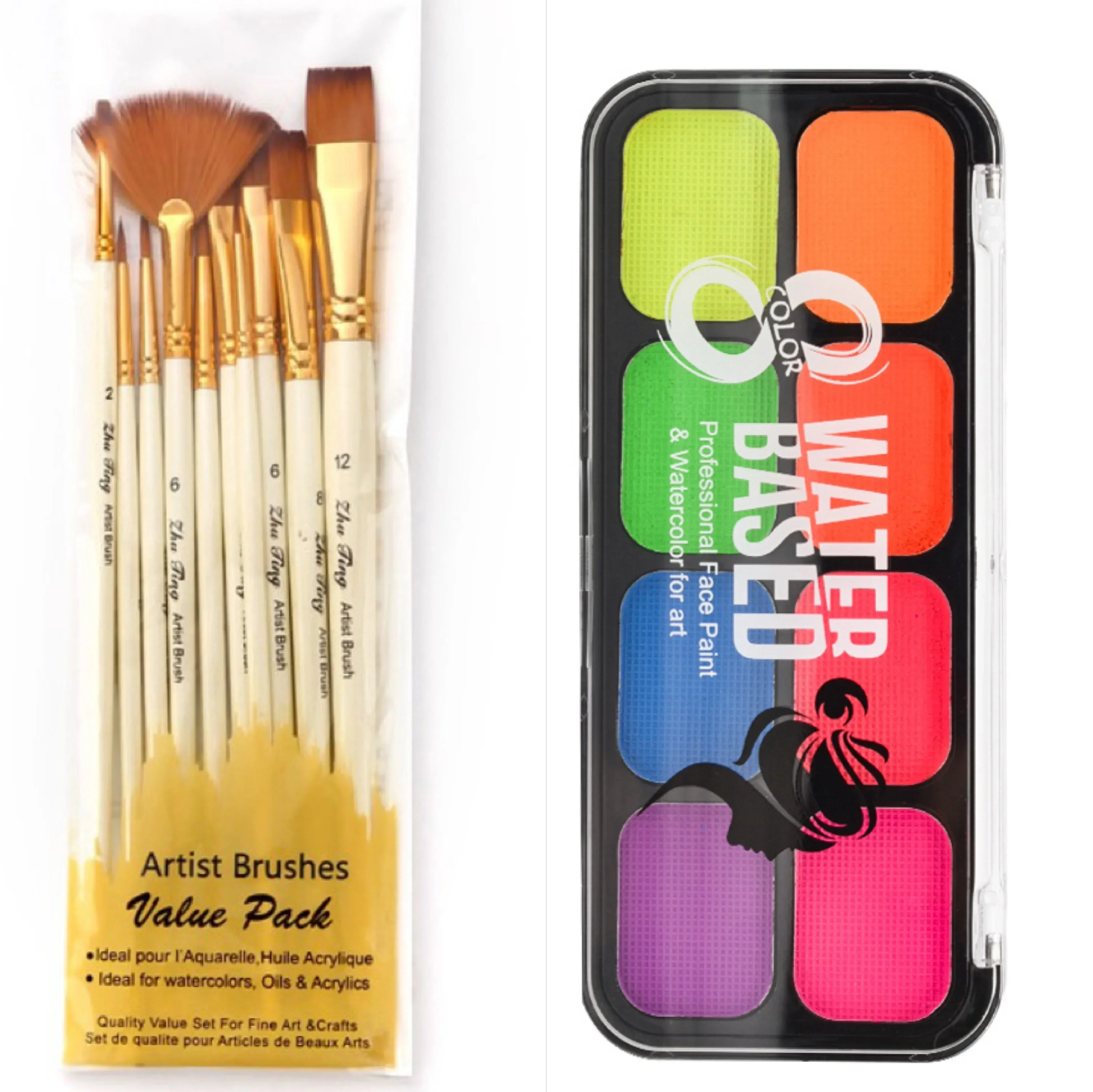 Body face Paint kit Fluorescent Party Halloween eye make up party kids face shied UV Glow Paint kit cosplay makeup