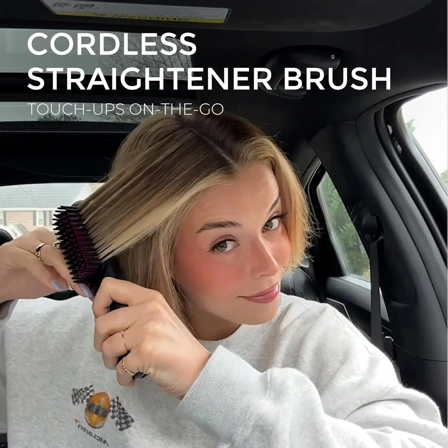 Porta Cordless Hair Straightener Brush, Portable Mini Straightening Brush for Travel, Negative Ion Hot Comb Hair Straighten 2