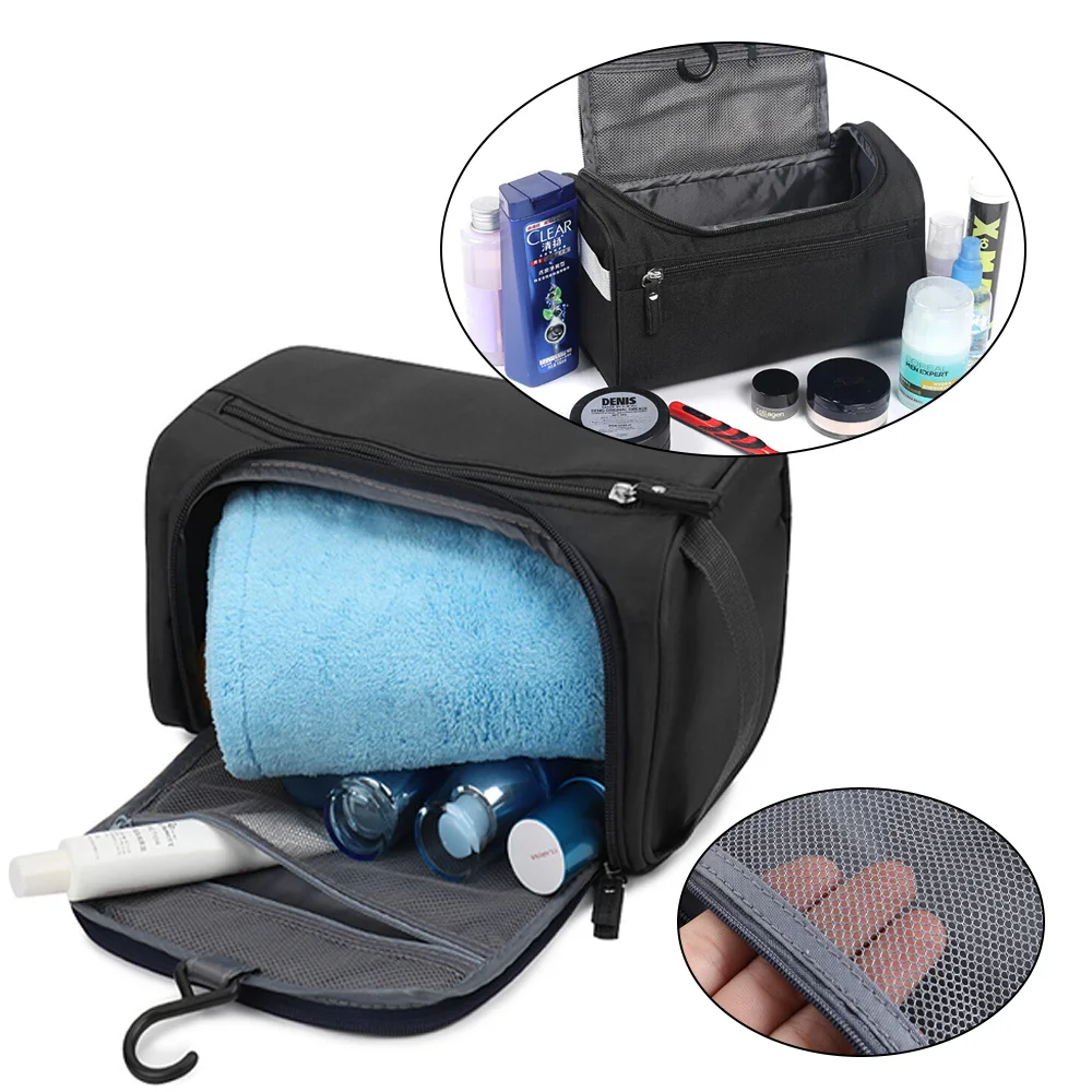 Toiletry Large Capacity Organizer Handbag MakeUp Bags Wash Pouch Hanging Cosmetic Pack Women Travel Phrase Print Make Up Case