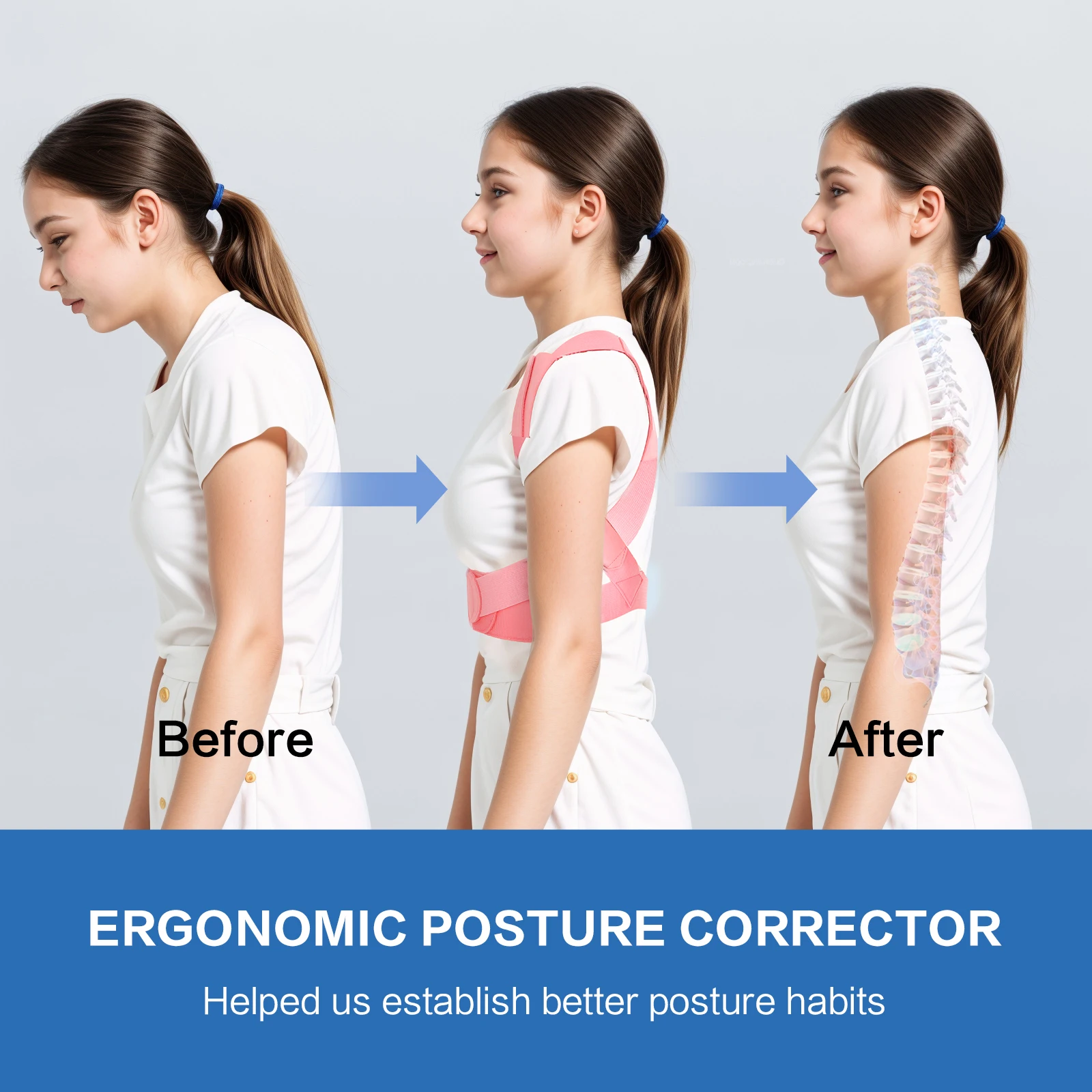 Babaka Posture Corrector for Women and Men,Breathable Back Support Straightener, Adjustable Upper Back Brace Shoulder Posture 3