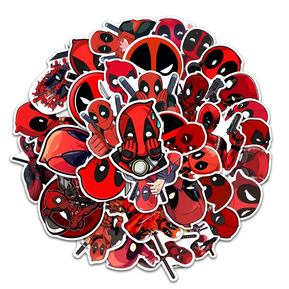 10/30/50pcs Cool Disney Cartoon Deadpool Graffiti Stickers Decals Skateboard Luggage Phone Bike Car Waterproof Sticker Kids Toys