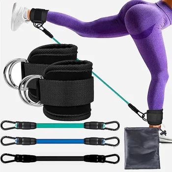 TPE Resistance Bands Ankle Straps Fitness Set D-Ring Support Ankle Cuffs Yoga Gym Equipment Guard Leg Strength Safety Extensions 1