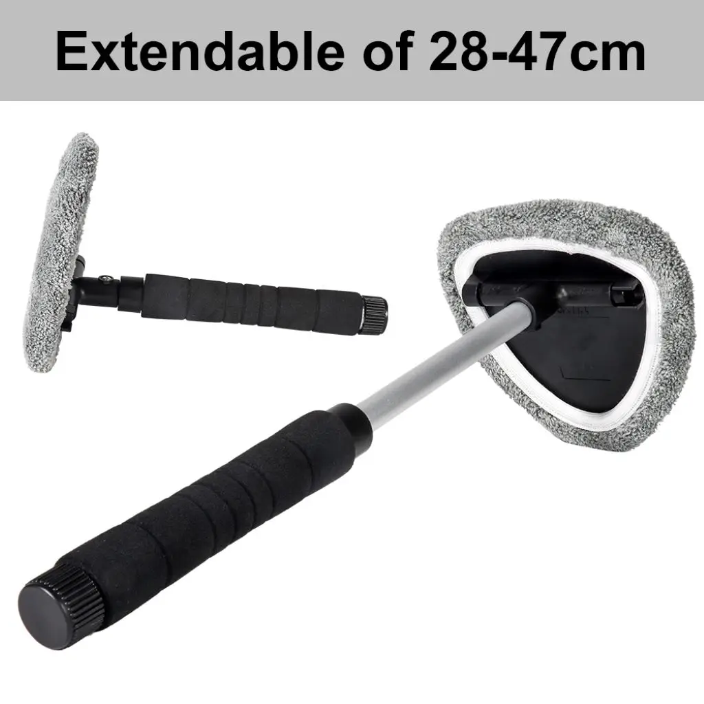 Microfiber Retractable Windshield Cleaner Handle Home Brush Set Kit Window
