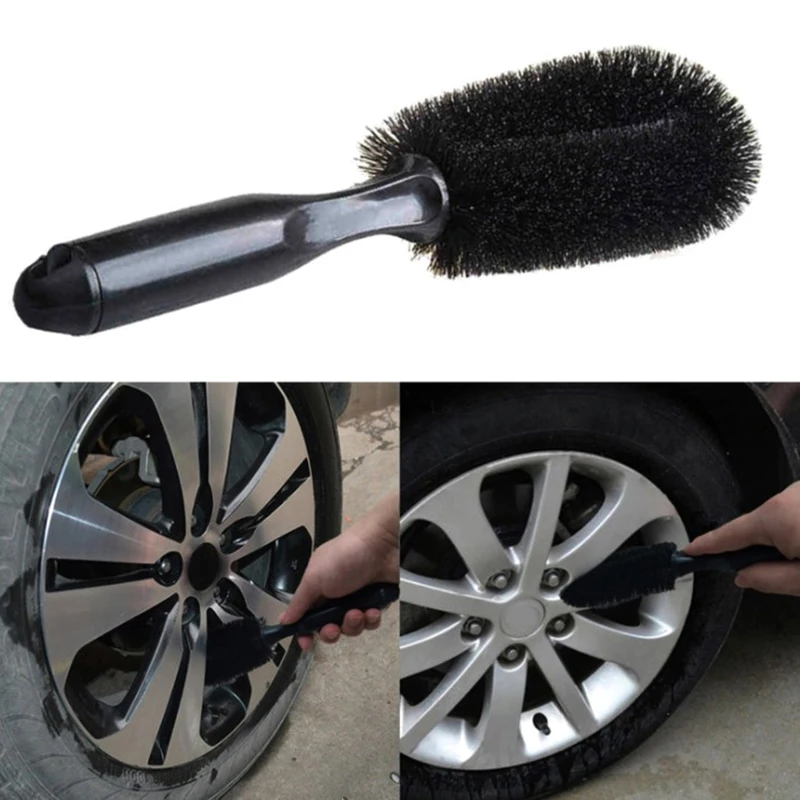 

1pc Car Rim Scrubber Cleaner With Handle Motorcycle Truck Wheels Detailing Brush Tire Cleaning Brushes Washing Accessories