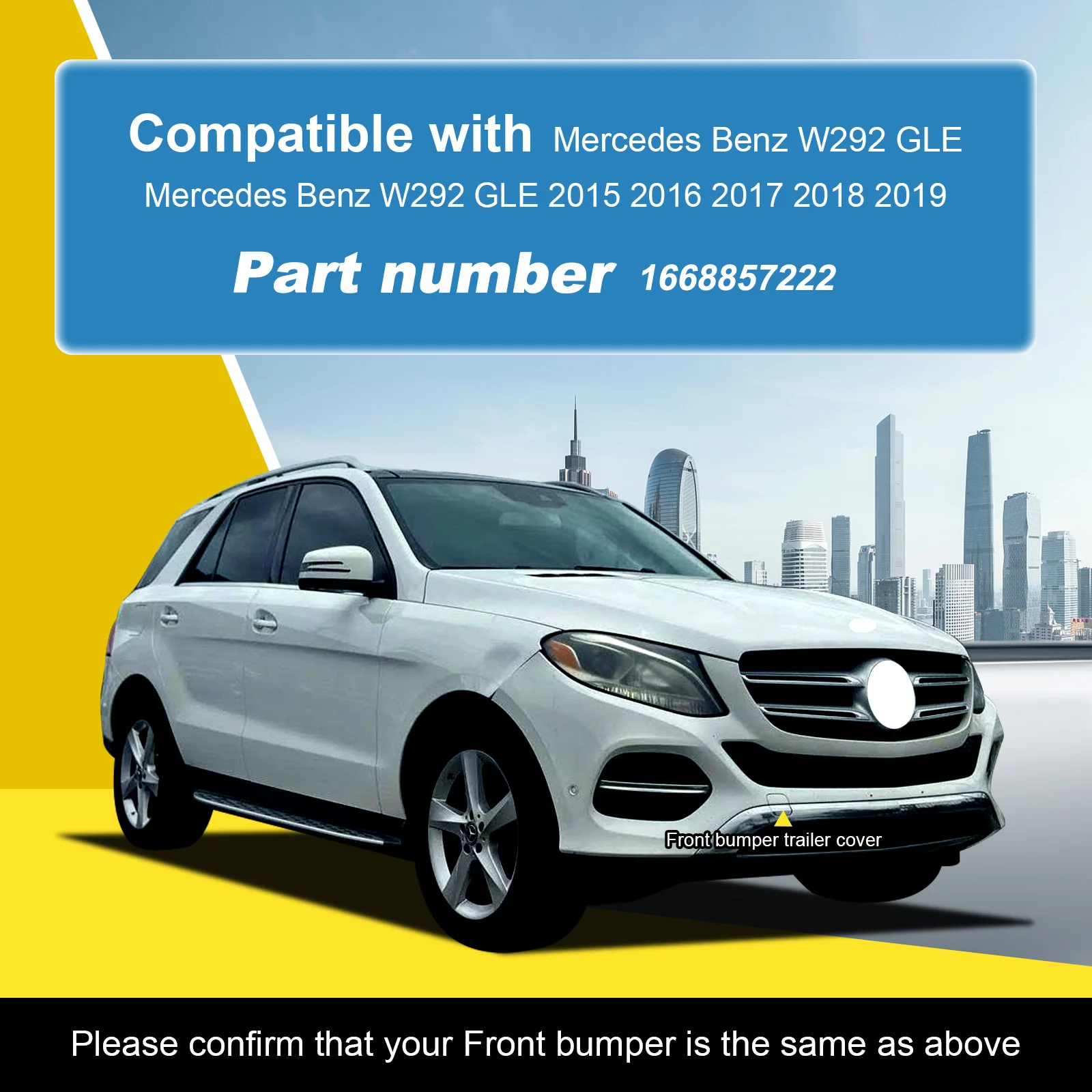 Front Bumper Tow Hook Cap Towing Eye Cover for Mercedes Benz W292 GLE 2015