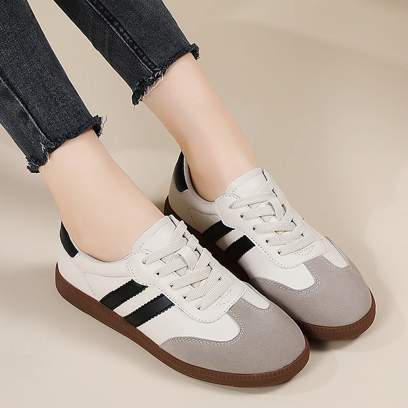Flat Luxury Shoes Women Spring Autumn Classic Ladies Sneakers Women's Leather Retro Low Cut Lace-up Casual Shoes women oxford shoes