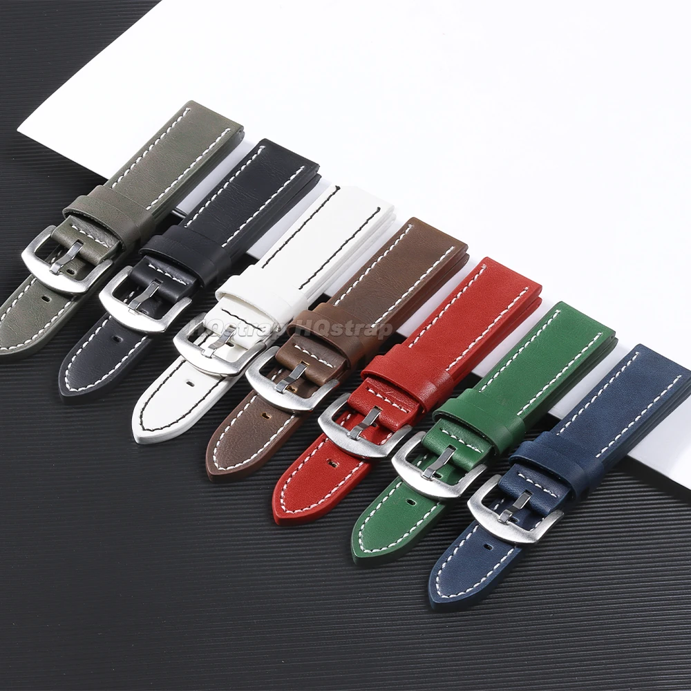 Premium Universal Leather Watch Strap with Steel Buckle – Versatile Wristband Replacement