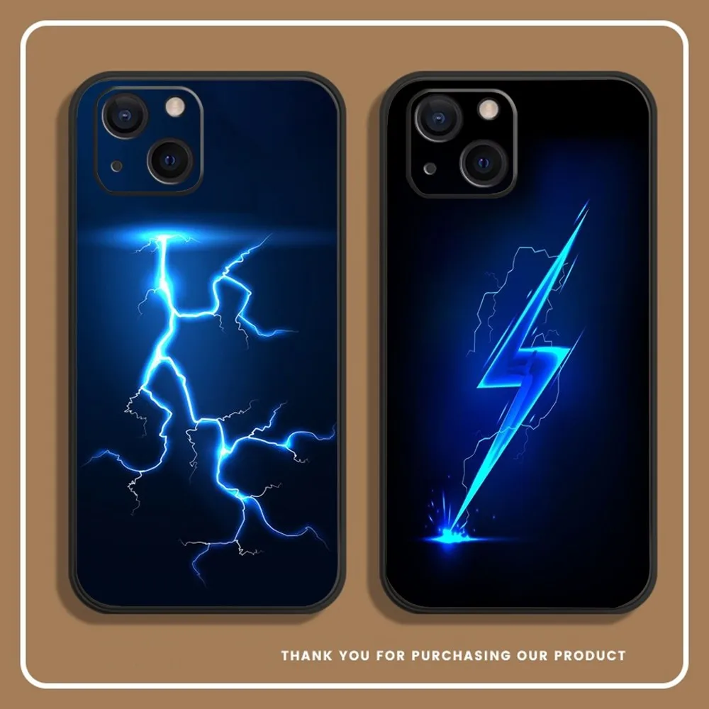 Custodia Per Telefono Thunder Lightning Per Iphone 14,13,12 Mini 11 Pro Xr,X,Xs,Max 6S,7,8 Plus Cover In Silicone Soft Black