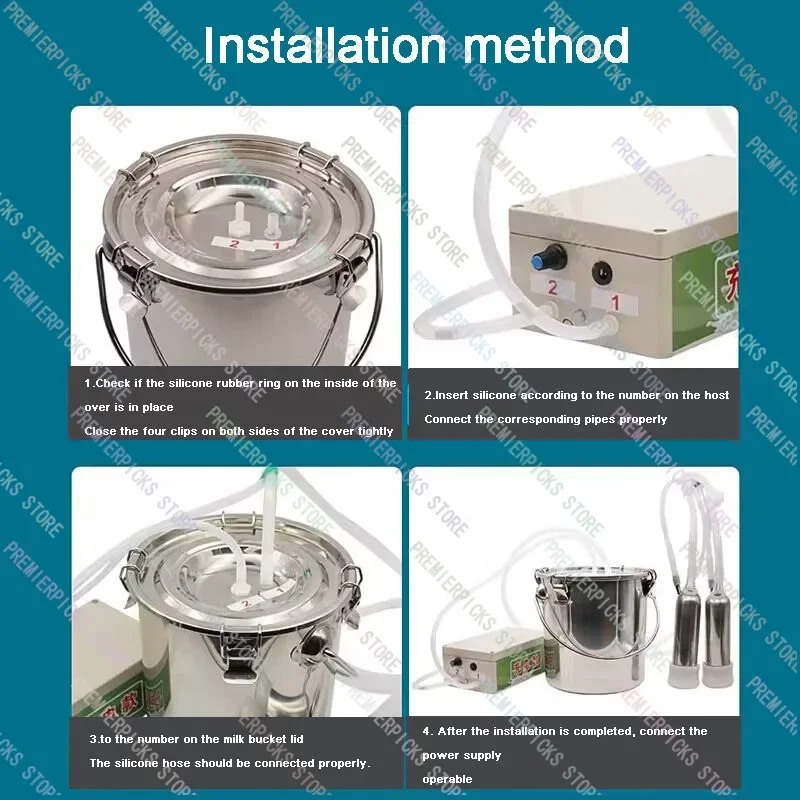 Electric Cattle Goat Milking Machine 220V Pulsating Pasture Cow Sheep Milker Vacuum Pump Equipment 5L