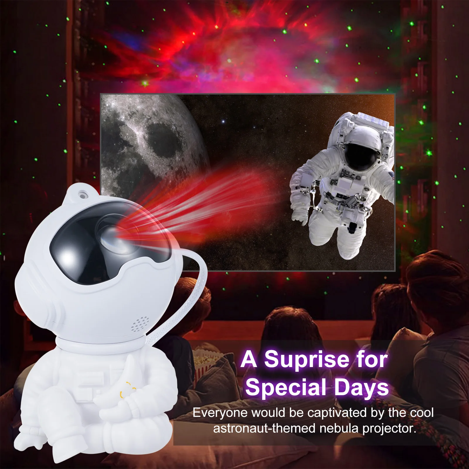 Astronaut Star Galaxy Projector Starry Nebula Projection Light Bedroom Decoration Night Light Rotatable Head Ceiling LED Lamp