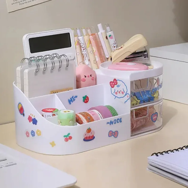 인스 귀여운 카와이 펜꽂이 정리함, 어린이, 학생, 사무실, 데스크톱 패션, 대용량 문구 보관함, 정리함