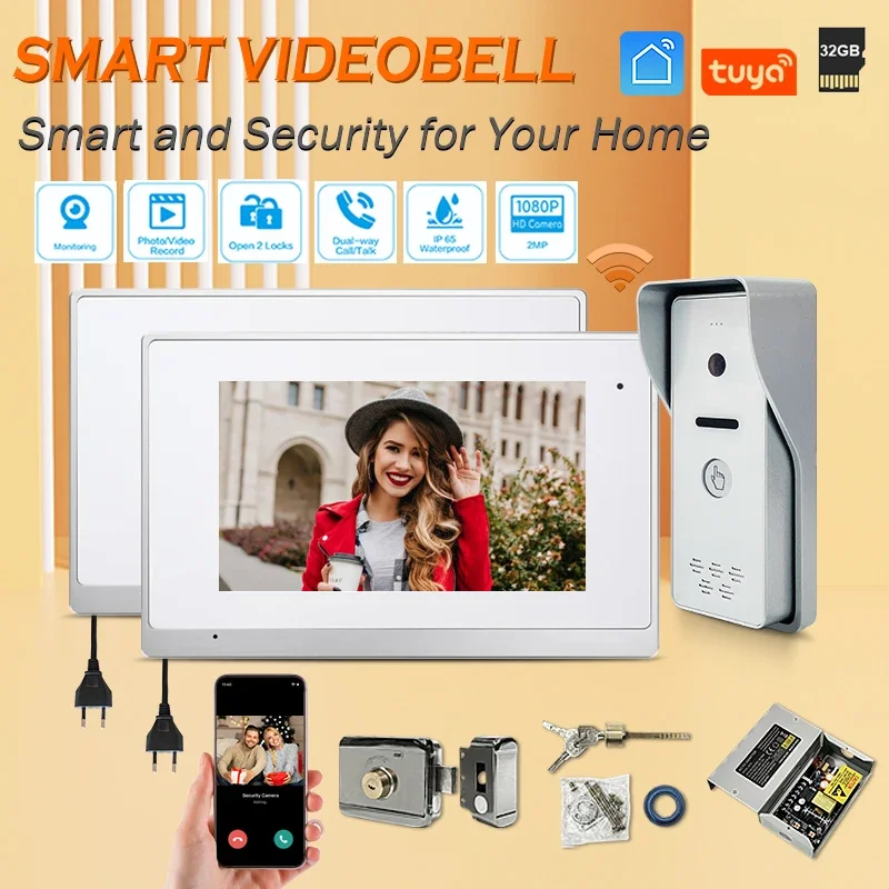 

Free Shipping Tuya App Double Door Access Control Security Camera Video Door Phone Door Lock Smart Switch Doorbell Intercom