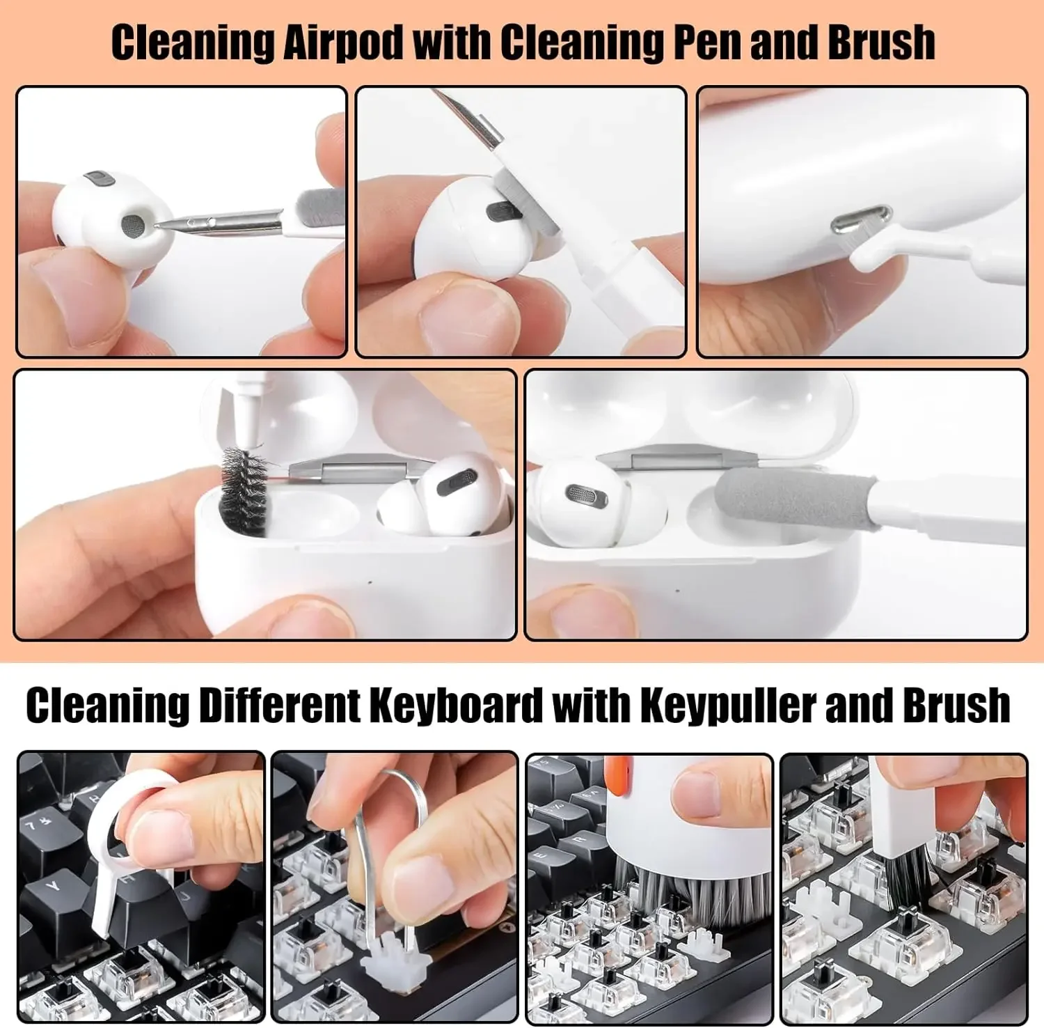 20 in 1 Cleaner Kit 7 in1 Computer Keyboard Cleaning Tools Set Clean Brush For Airpods Pro Laptop PC Tablet Camera Cleaning Pen 4