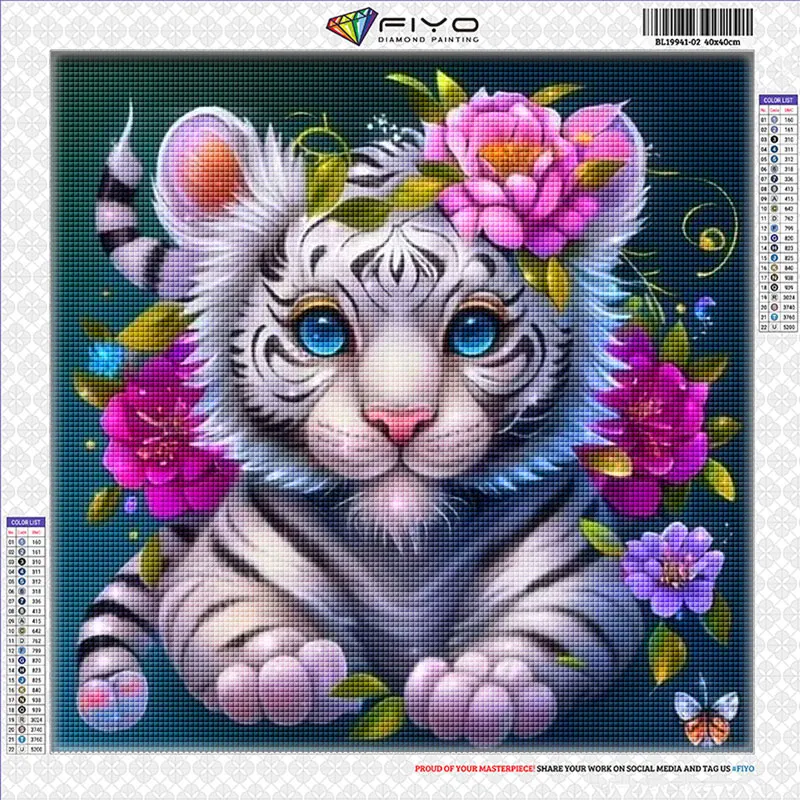 Tiger On Water Animal Diamond Painting Kits for Adults,5D DIY Round Full  Drill Cross Stitch Crystal Rhinestone Embroidery Paintings Arts Crafts 20 *