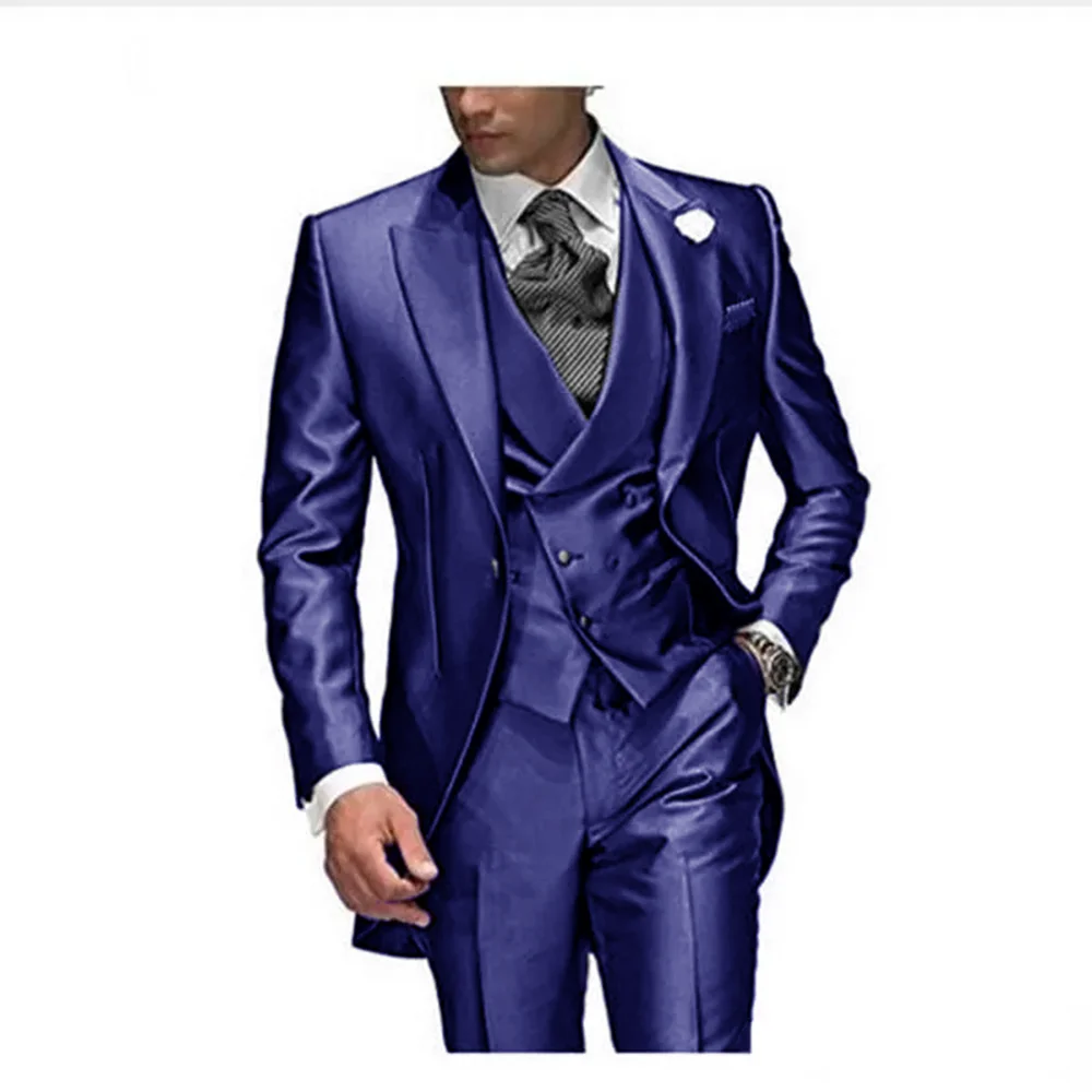 2023 nuovo arrivo Costume Homme Mariage risvolto con visiera 3 pezzi smoking da sposo abito da sposa per uomo su misura (giacca + pantaloni + gilet)