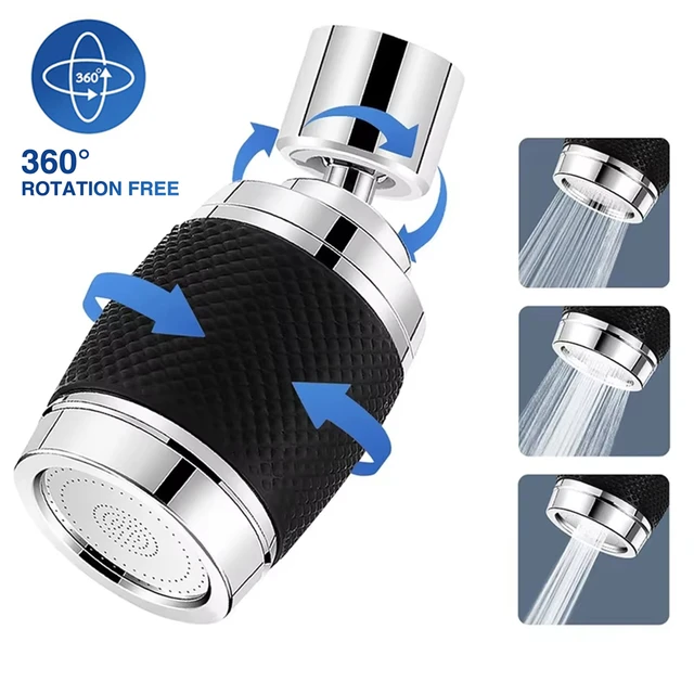 360 องศาหมุน Splash-Proof ก๊อกน้ํา Aerator Splash FILTER ก๊อกน้ํา Extender สามความเร็วปรับ Universal หัวฉีดร้อนและเย็น 1