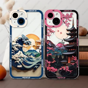 Case For iPhone 15 14 13 Pro Max 12 Mini 11 XS X XR SE 7 8 Plus Soft Cover Landscape Art