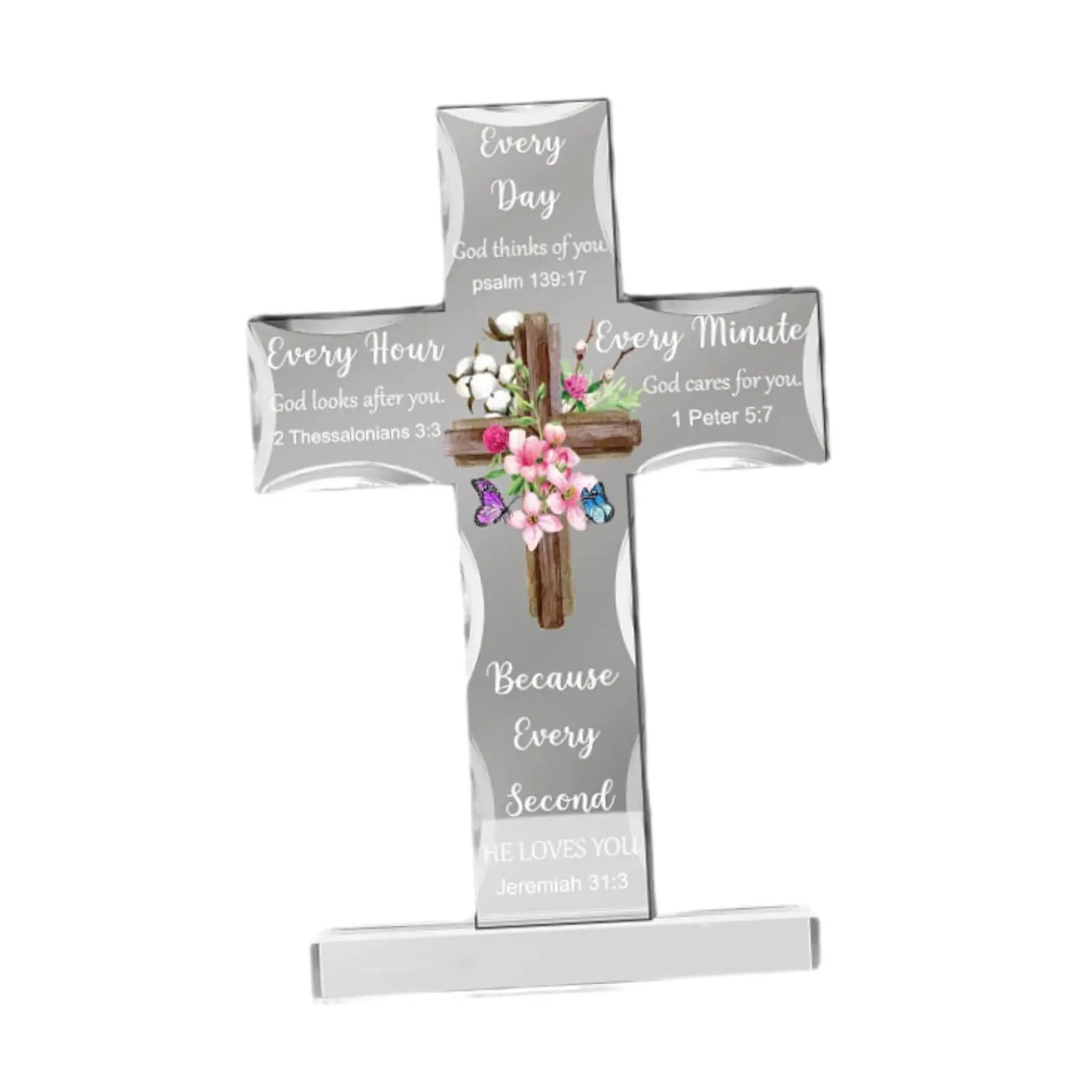 Christian Standing Cross Decor Collectible Figurine Acrylic Standing Cross Mom Women Friends Wife Marriage Gifts