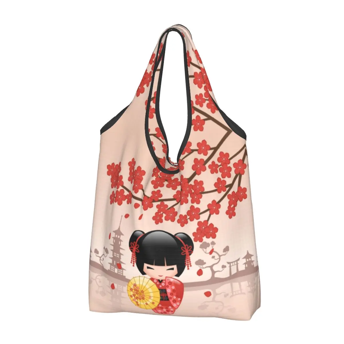

Японская кукла kekokiko eshi Merch, многоразовые сумки для покупок, складные экологически чистые моющиеся сумки с весом 50 фунтов