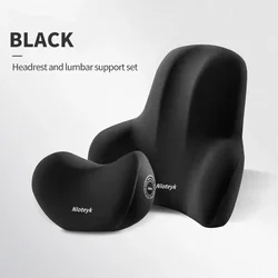 Ergonomic Memory Foam Car Neck and Lumbar Support Cushion Set (1 black set)