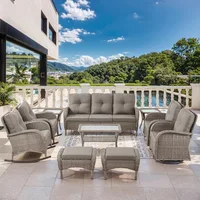 Patio Furniture-All Weather Wicker Patio Conversation Sets with Swivel Patio Chairs High Back Outdoor Couch with Swivel Rocking 1
