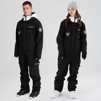 Hooded Skiing Suits Women Outdoor Windproof Jumpsuit Female One Piece Snow Overalls Man Waterproof Snowboard Outfit Clothes