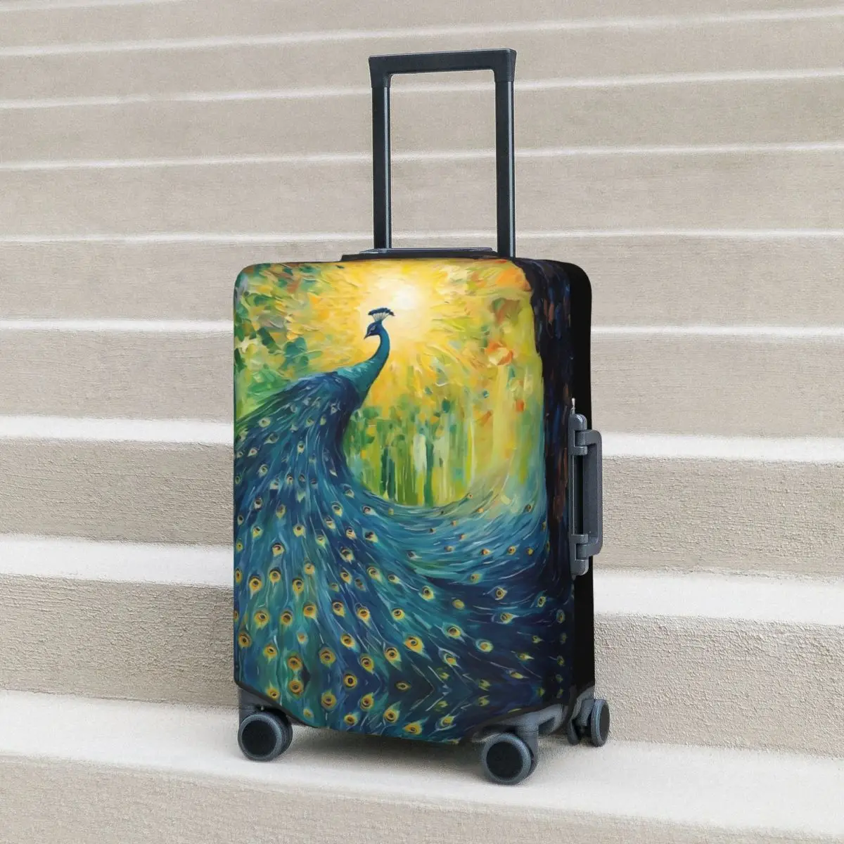 

Fantasy Peacock Suitcase Cover Vacation Pretty Animal Strectch Luggage Supplies Travel Protector