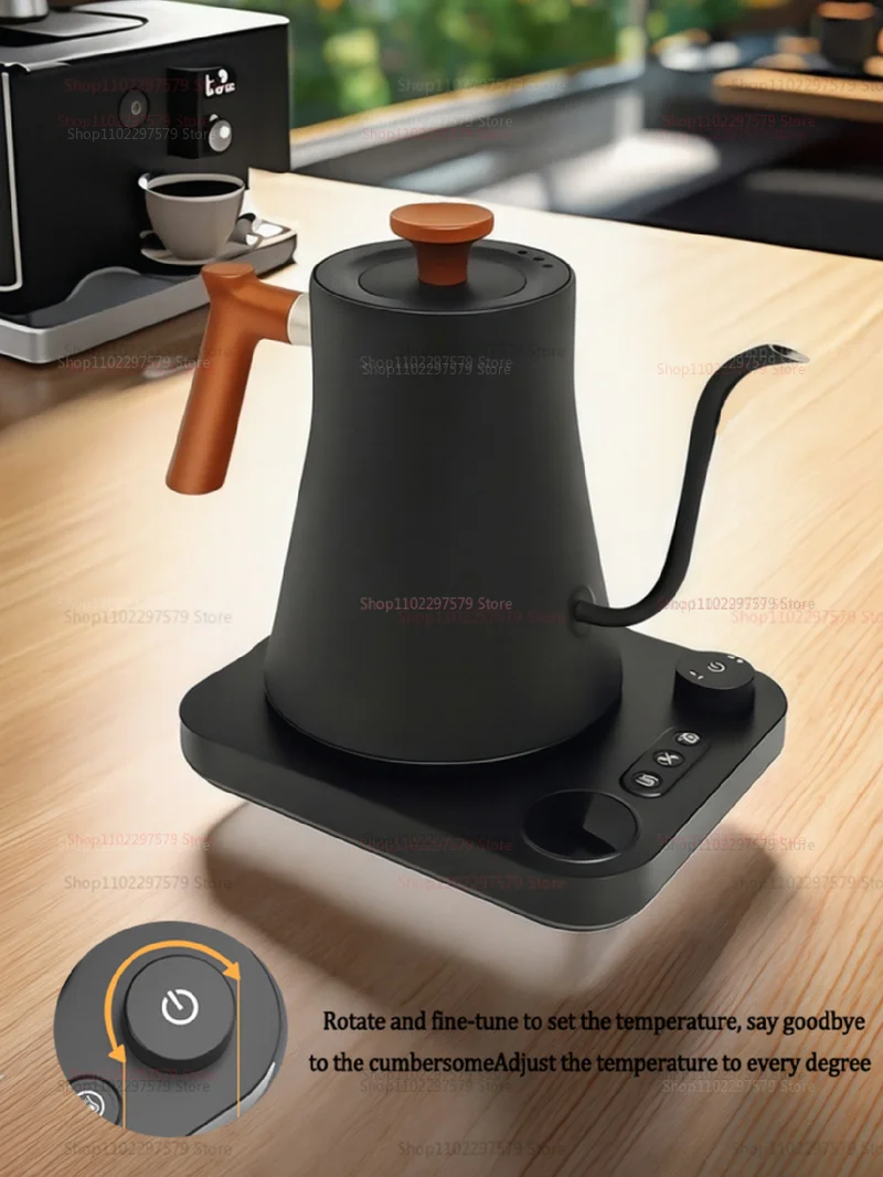 Description Picture 3 of itemElectric Stainless Steel Drip Coffee Kettle With Wooden Handle Gooseneck Teapot High-Value Kettle For Barista And Home Use